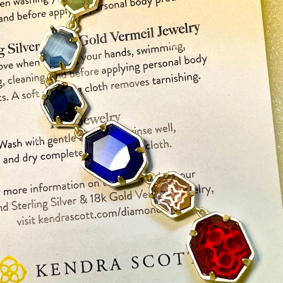 NWT Kendra Scott Darrell Necklace Ombré Stones Yellow Gold STUNNING & Amazing! - Picture 9 of 17